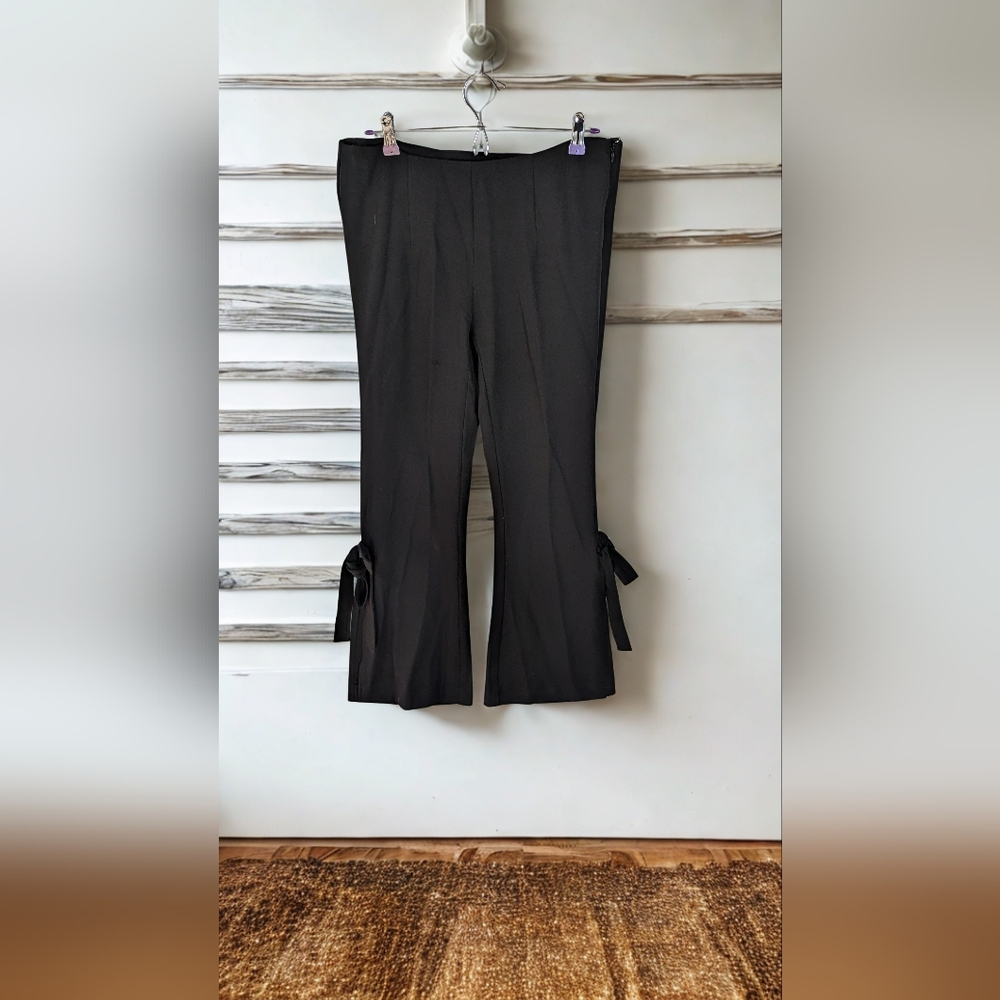 Creation L High Waisted Ankle Cropped Flare Wide Leg pant with Bows 8 - Picture 5 of 8